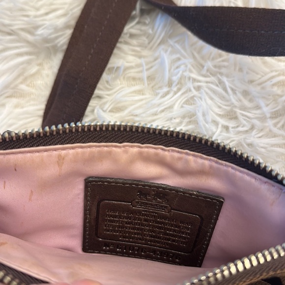 VINTAGE COACH Signature Logo Crossbody purse bag brown leather canvas - Picture 7 of 8